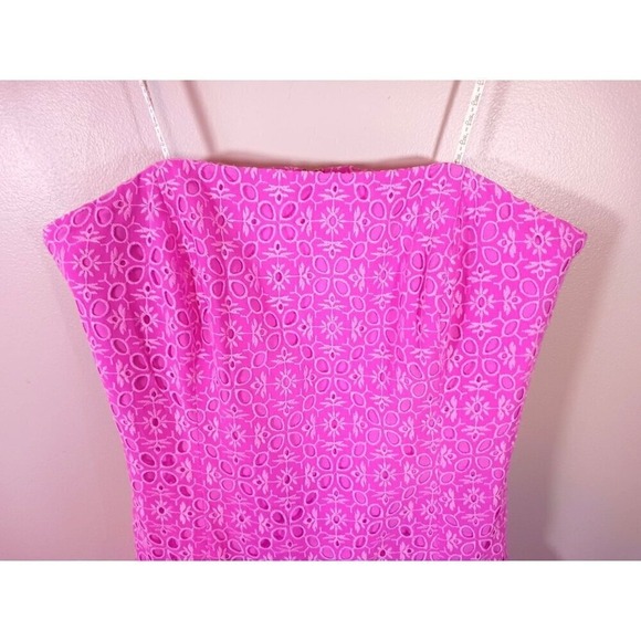 Lilly Pulitzer Akela Strapless Eyelet Hot Pink Wedding Resort Dress Size 10 New - Picture 3 of 6